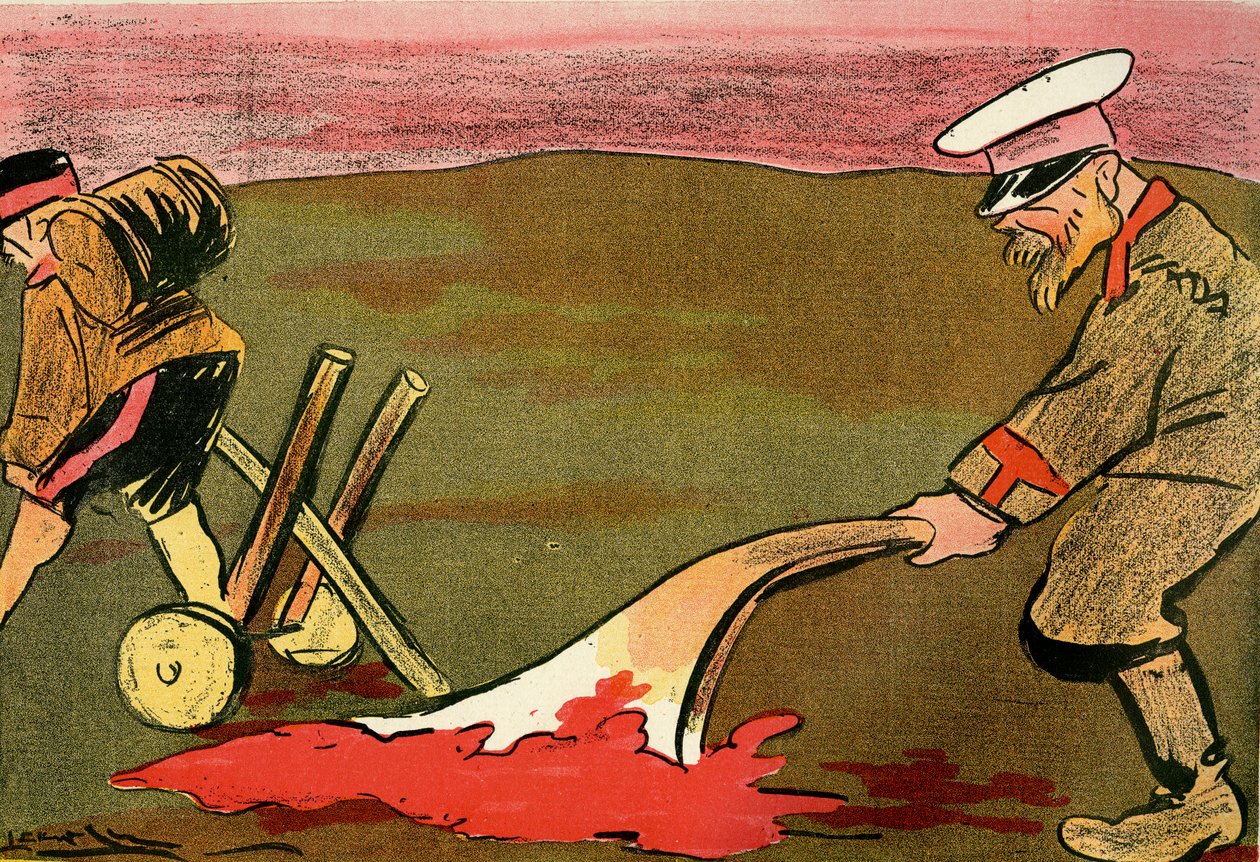 Der Pflug der Zivilisation - Russische Soldaten pflügen die blutigen Schlachtfelder. 1904 von Leal de Camara