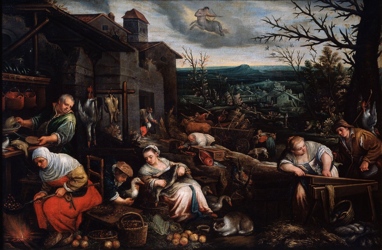 November aus der Serie Die Jahreszeiten, spätes 16. oder frühes 17. Jahrhundert von Leandro Bassano