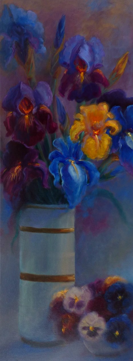 Schwertlilien und Stiefmütterchen, 2018 von Lee Campbell