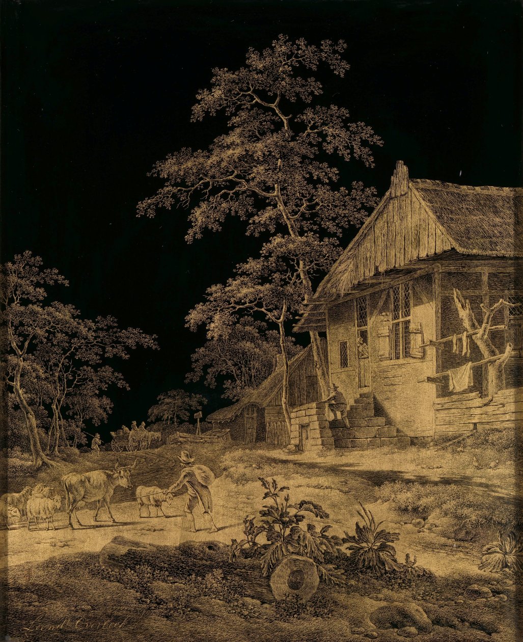 Hirte bei einem Bauernhof von Leendert Overbeek