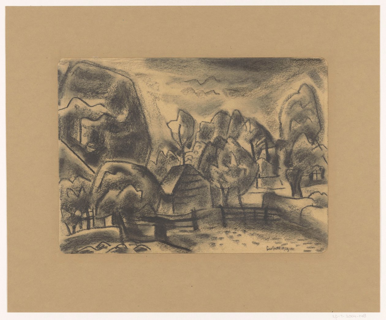 Landschaft mit Bauernhof zwischen Bäumen von Leo Gestel (signed by artist)