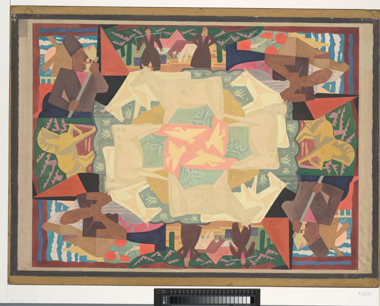 Teppichentwurf Motiv Holland (Entwurf) von Leo Gestel (signed by artist)