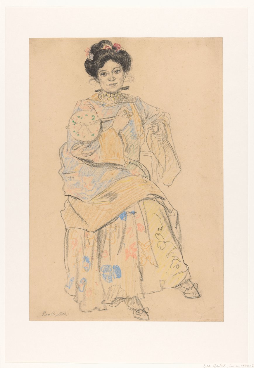 Sitzende Frau in japanischer Kleidung von Leo Gestel (signed by artist)