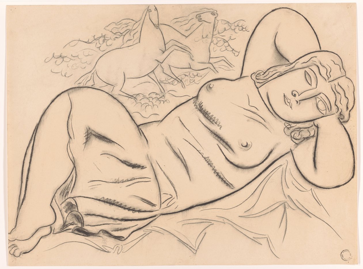 Liegende nackte Frau mit Pferden von Leo Gestel