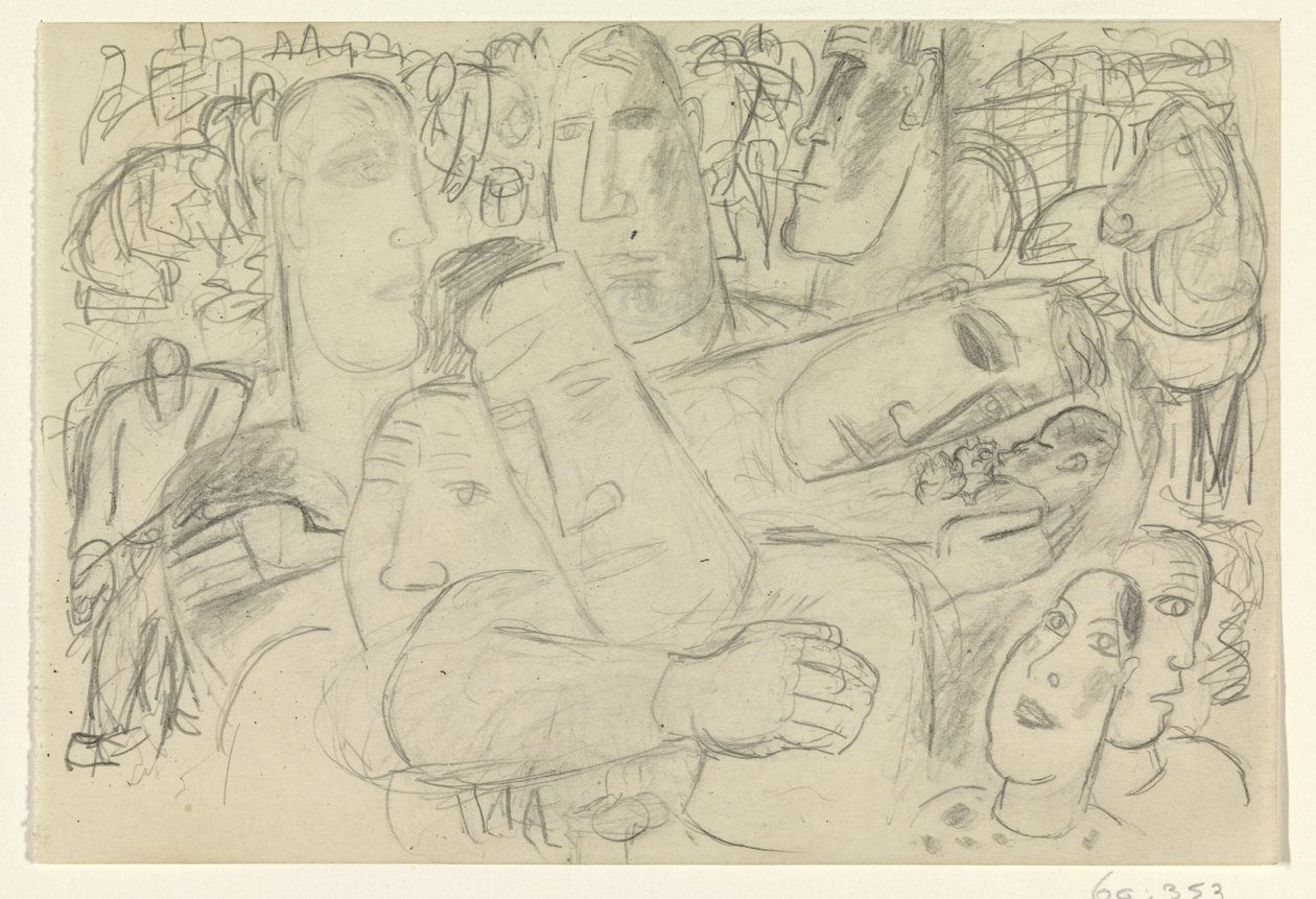 Menschen, Gesichter und ein Pferd von Leo Gestel