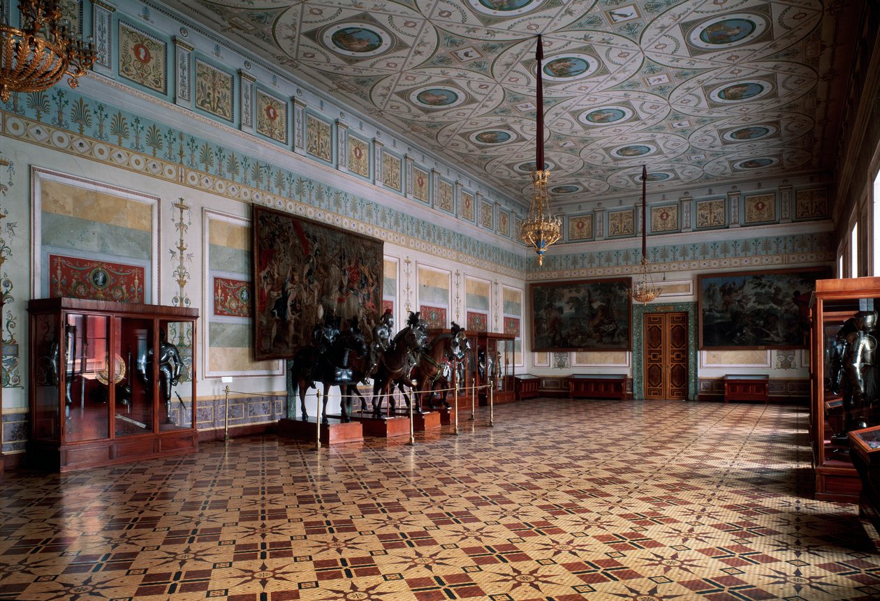 Der Rittersaal-Arsenal der Eremitage in Sankt Petersburg, 19. Jahrhundert von Leo von Klenze