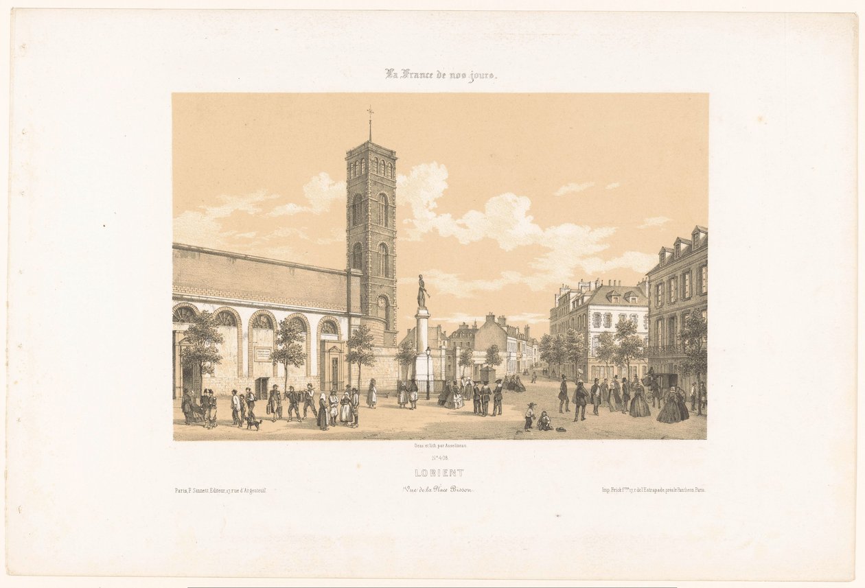 Blick auf den Place Bisson in Lorient von Leon Auguste Asselineau