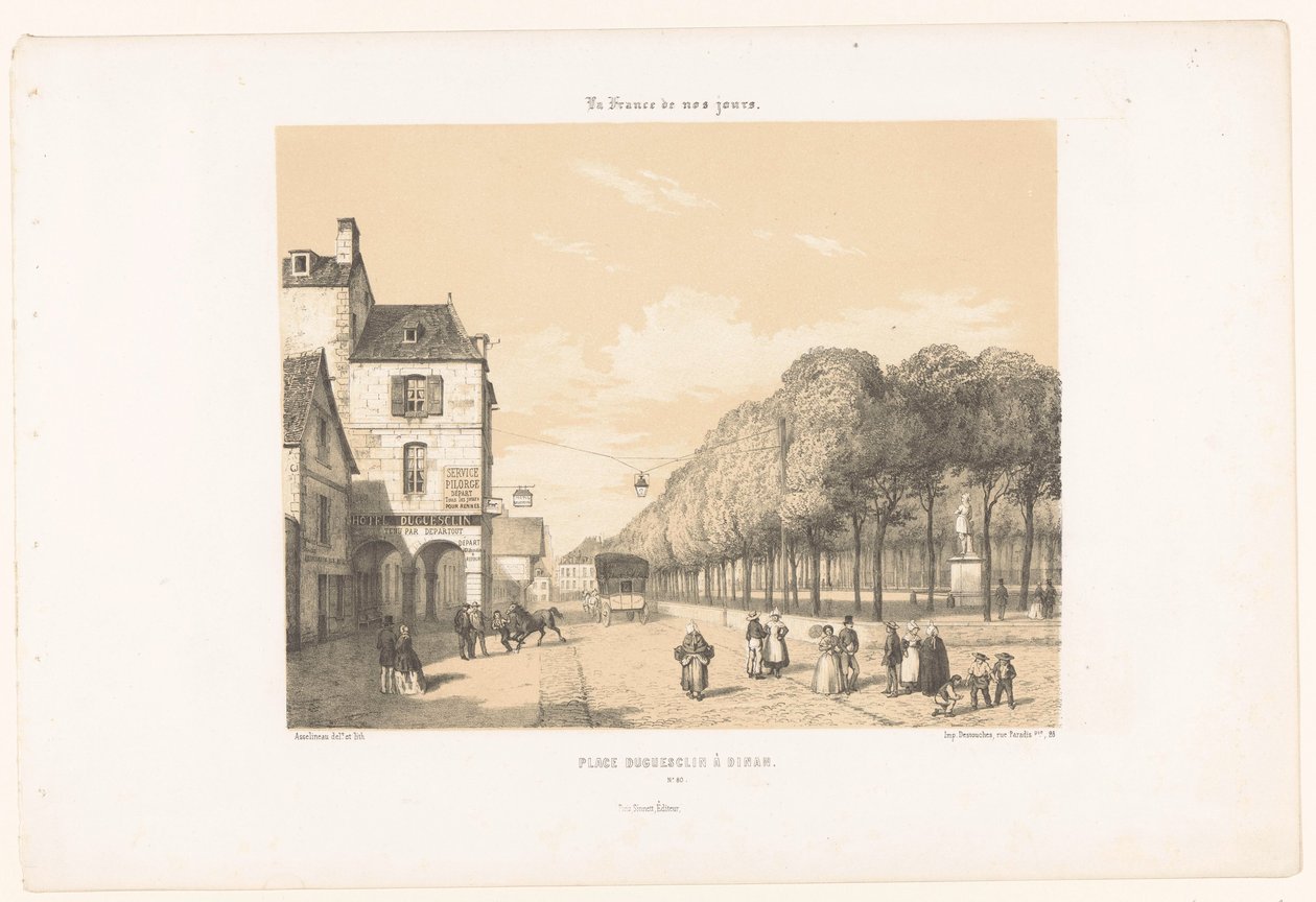 Blick auf die Place Du Guesclin in Dinan von Leon Auguste Asselineau