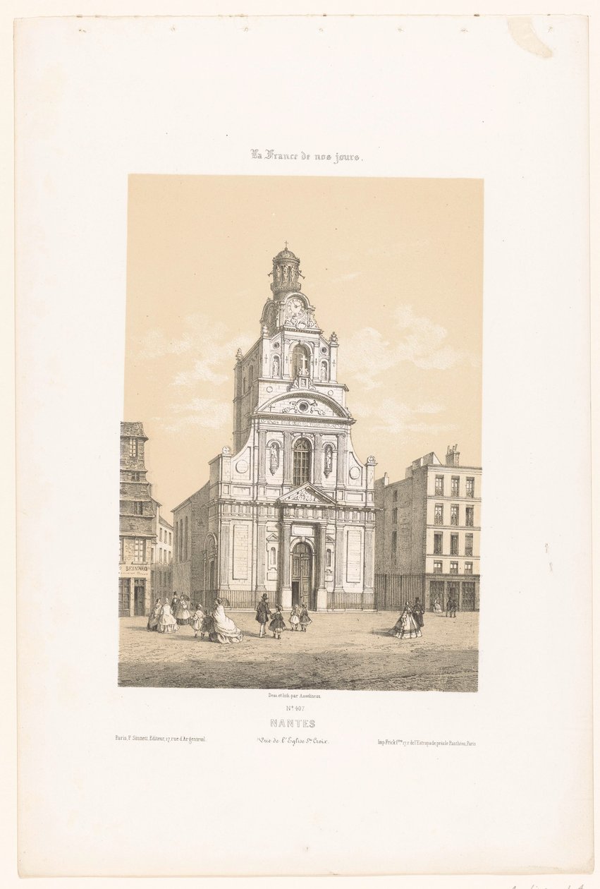 Blick auf die Kirche Sainte-Croix in Nantes von Leon Auguste Asselineau