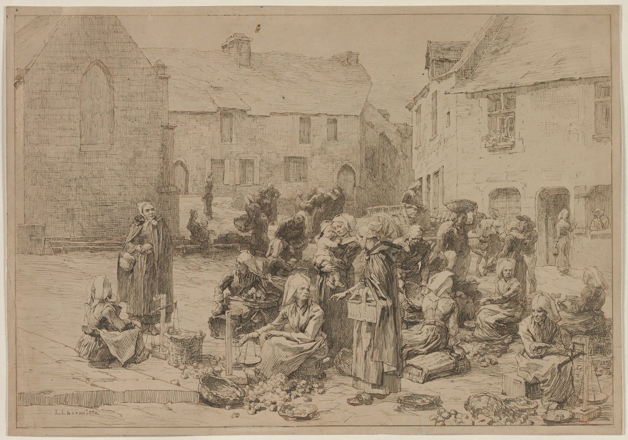 Der Apfelmarkt in Landerneau von Leon Augustin Lhermitte