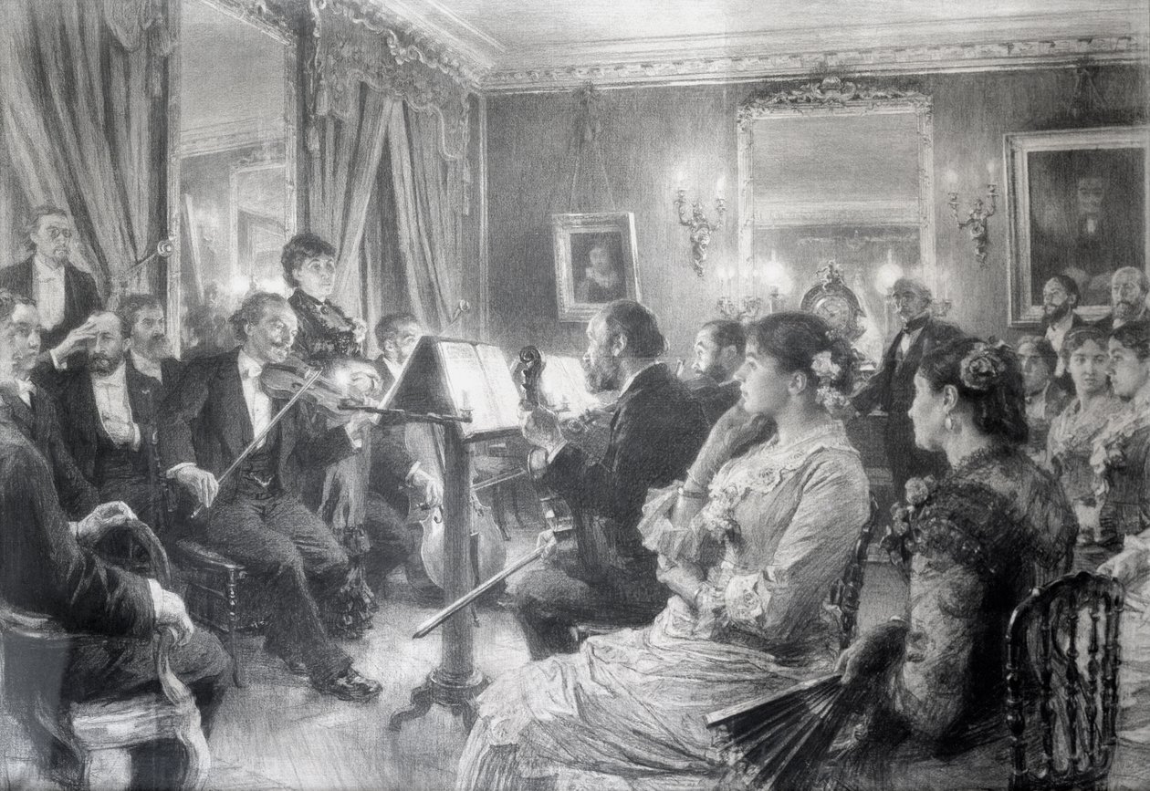 Das Quartett oder Der musikalische Abend im Haus von Amaury Duval, 1881 von Leon Augustin Lhermitte