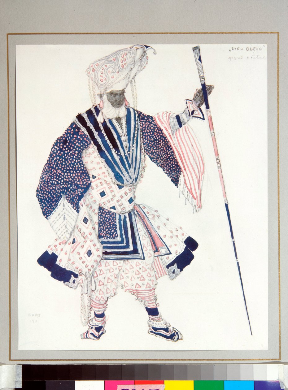 Ballets russes: Hohepriester Kostüm für das Ballett Der blaue Gott von Michel Fokine von Leon Bakst