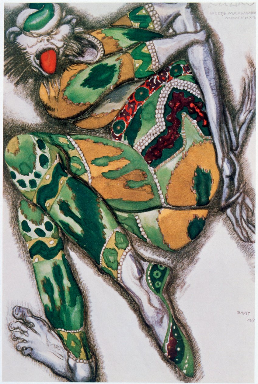 Kostümentwurf für Seefenfel, aus Sadko, 1917 von Leon Bakst