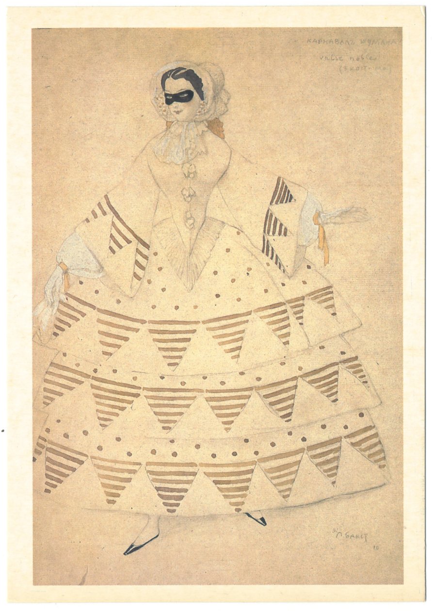 Kostümentwurf für das Ballett Carnaval von R. Schumann von Leon Bakst