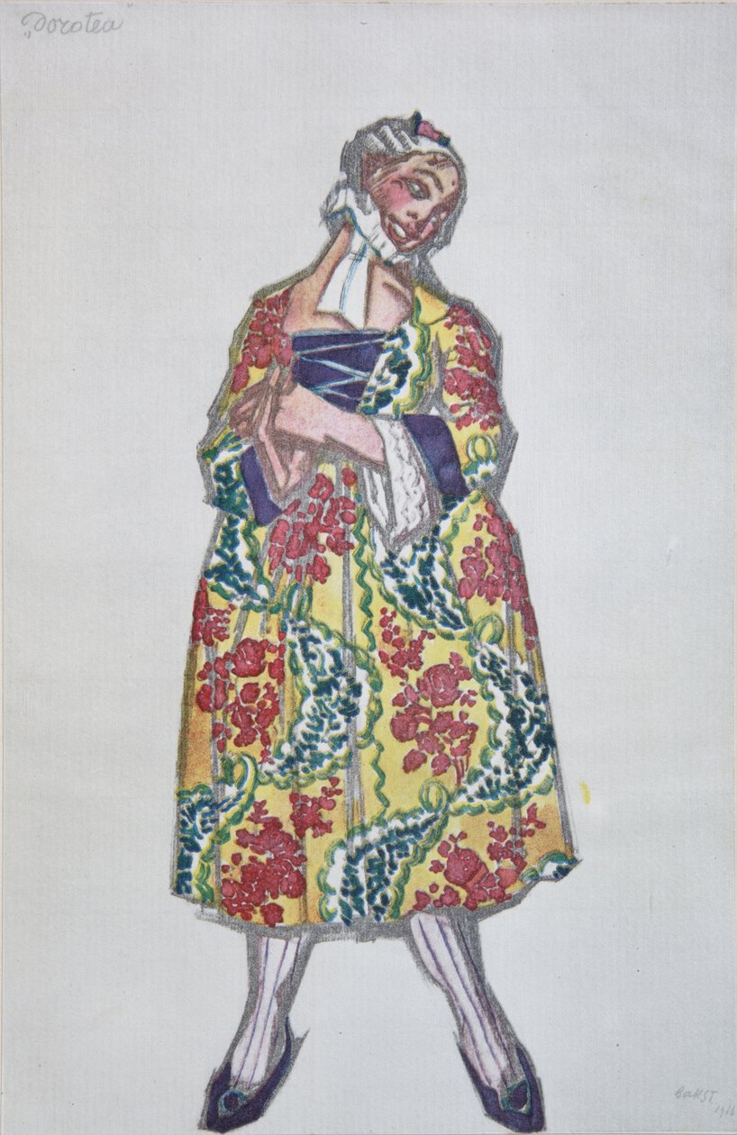 Kostümentwurf für das Ballett Le donne di buon umore von C. Goldoni, 1917 von Leon Bakst