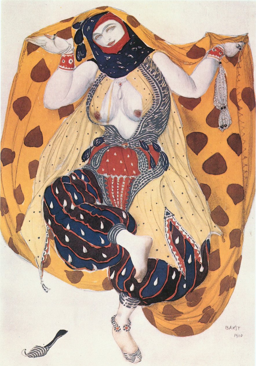 Kostüm einer Odaliske, für Rimski-Korsakows Ballett "Scheherazade" von Leon Bakst