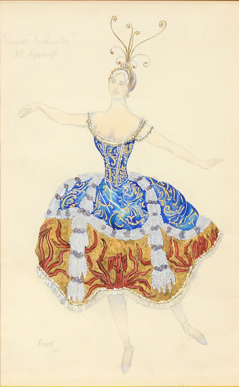 La Princesse Enchantée. Kostümentwurf für das Ballett Die schlafende Prinzessin von Leon Bakst