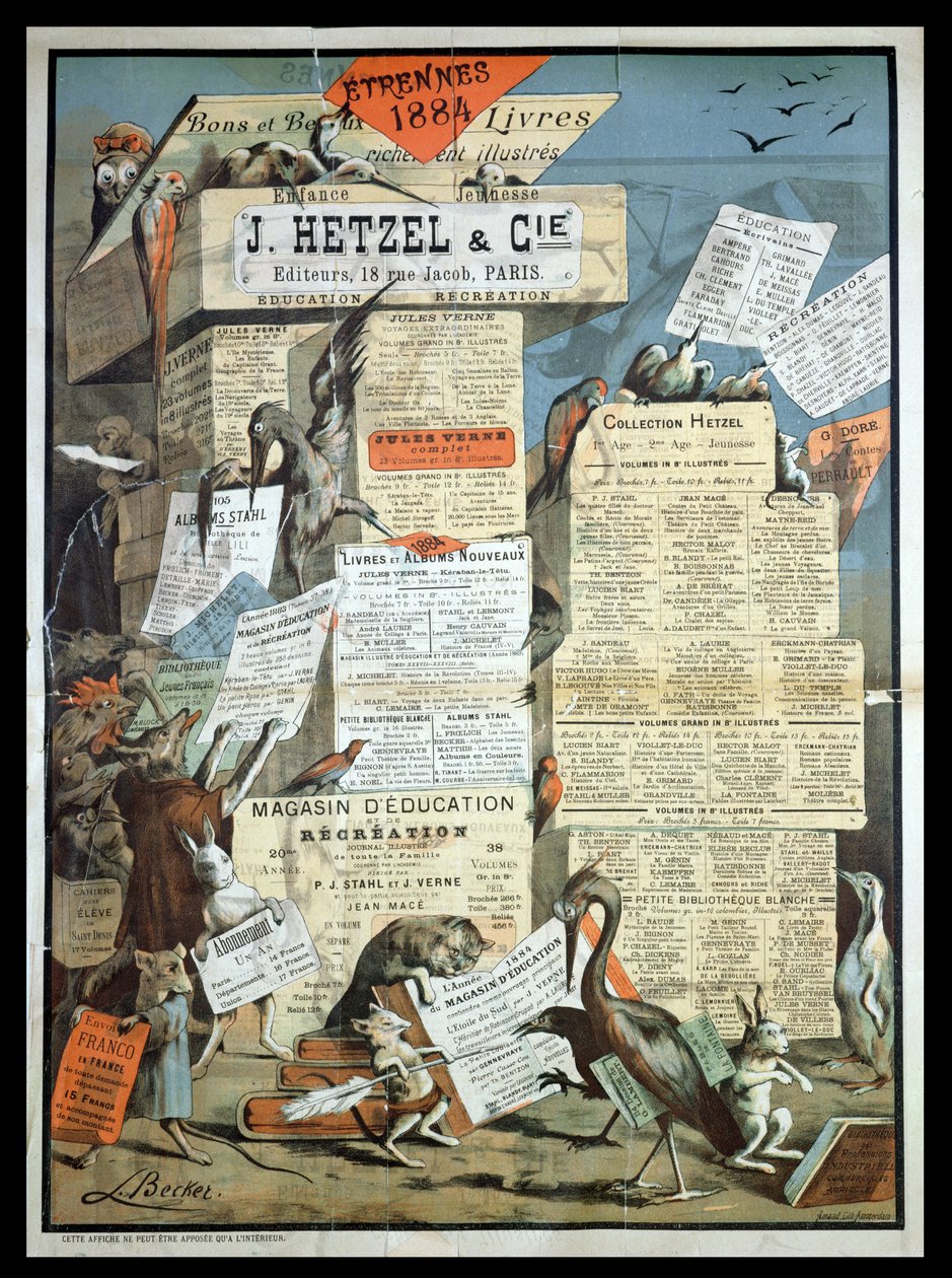 Werbung für den Verlag Hetzel aus Le Monde Illustre, Dezember 1883 von Leon Becker