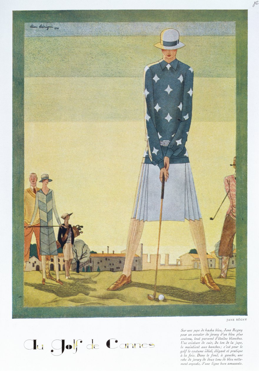 Golfkleid-Design von Jane Regny, Modeplatte aus der Zeitschrift 