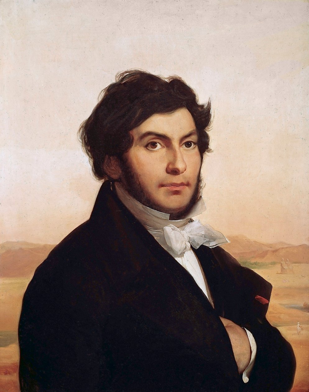 Porträt von Jean-Francois Champollion (1790-1832), französischer Ägyptologe, Entzifferer der Hieroglyphen. Gemälde von Leon Cogniet (1794-1880). Louvre Museum von Léon Cogniet