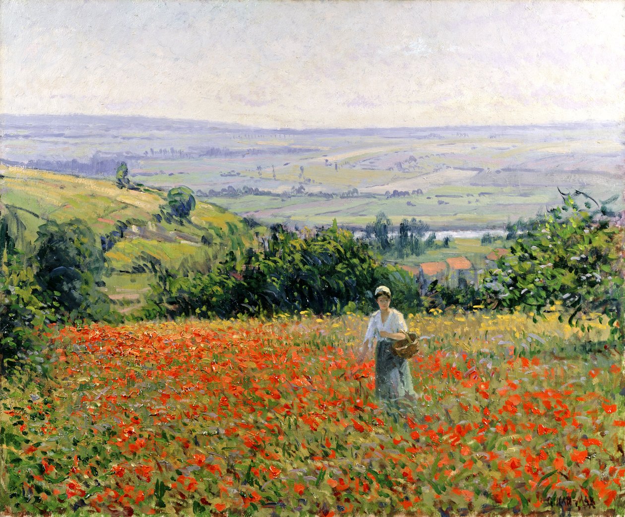 Frau in einem Mohnfeld von Leon Giran-Max
