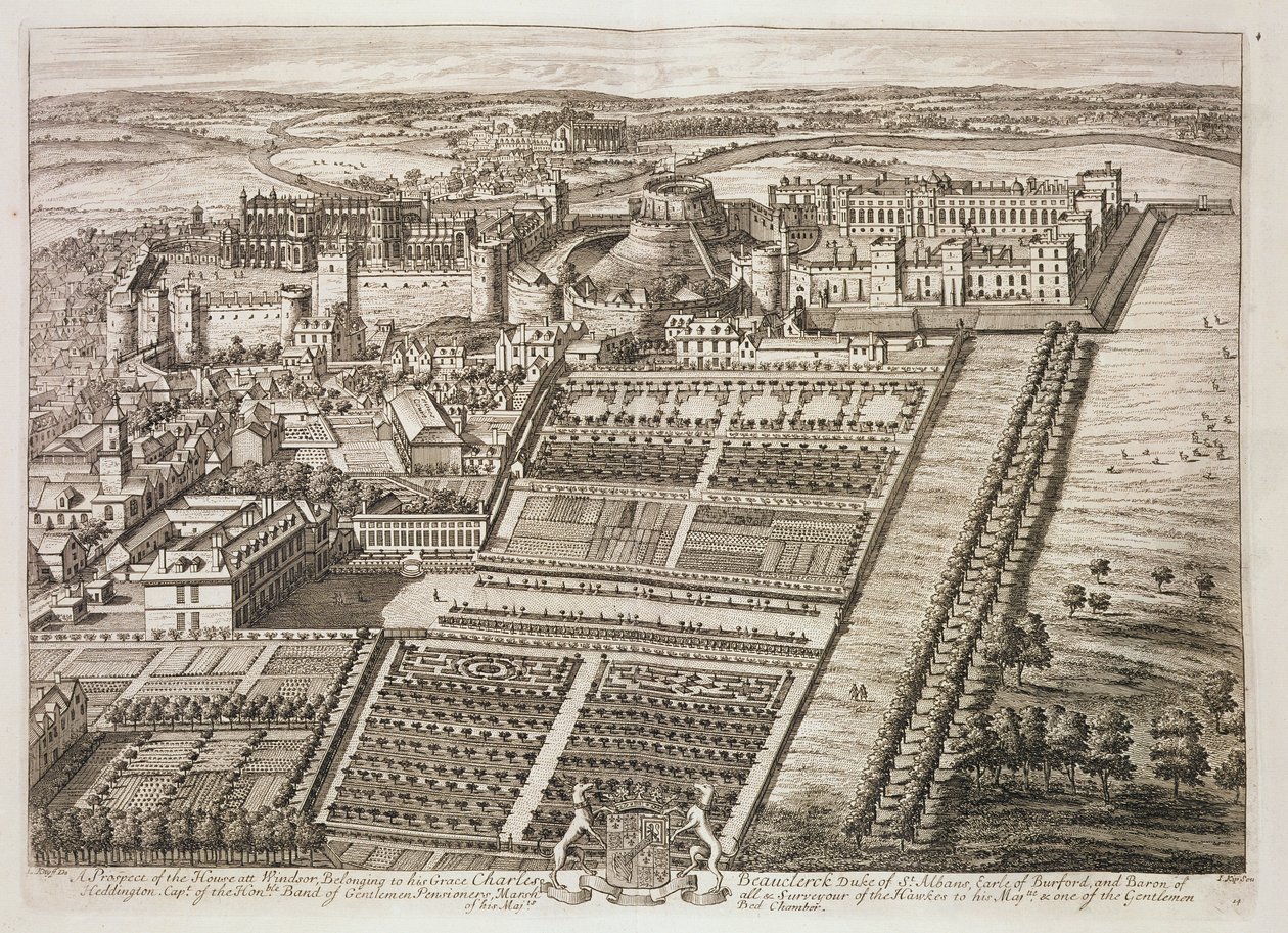 Windsor Castle, graviert von Johannes Kip von Leonard Knyff