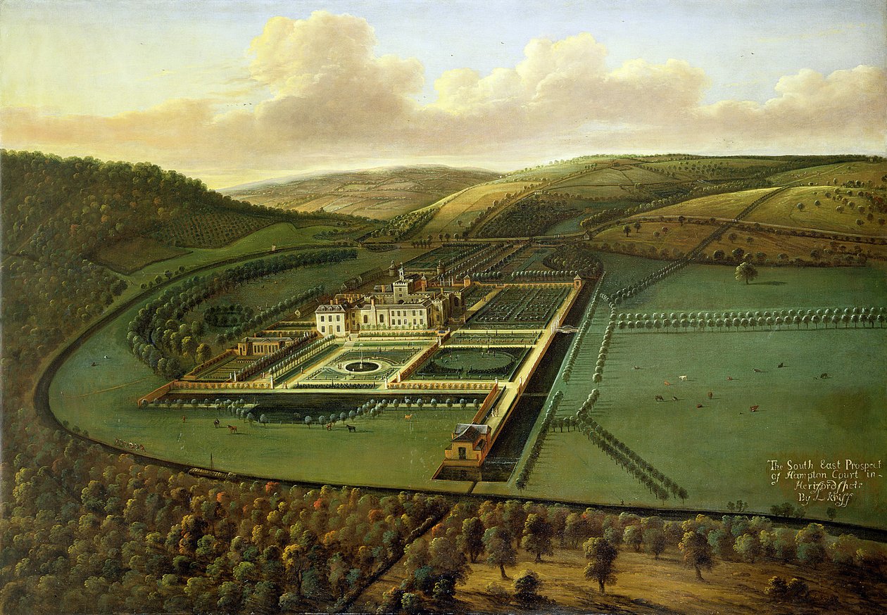 Die Südostansicht von Hampton Court, Herefordshire, ca. 1699 von Leonard Knyff