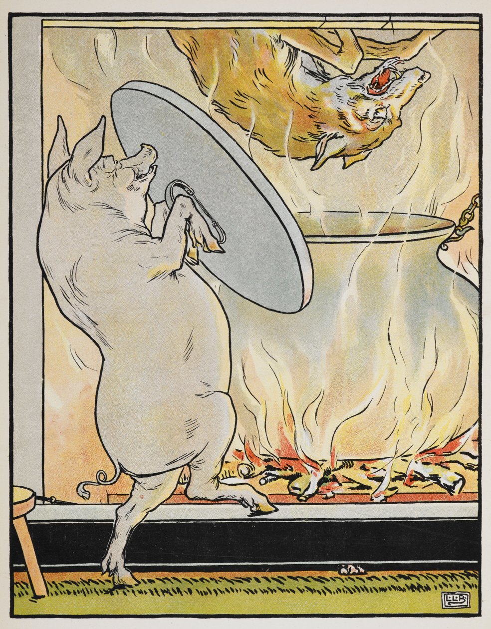 Illustration für das Märchen "Die drei kleinen Schweinchen" von Leonard Leslie Brooke