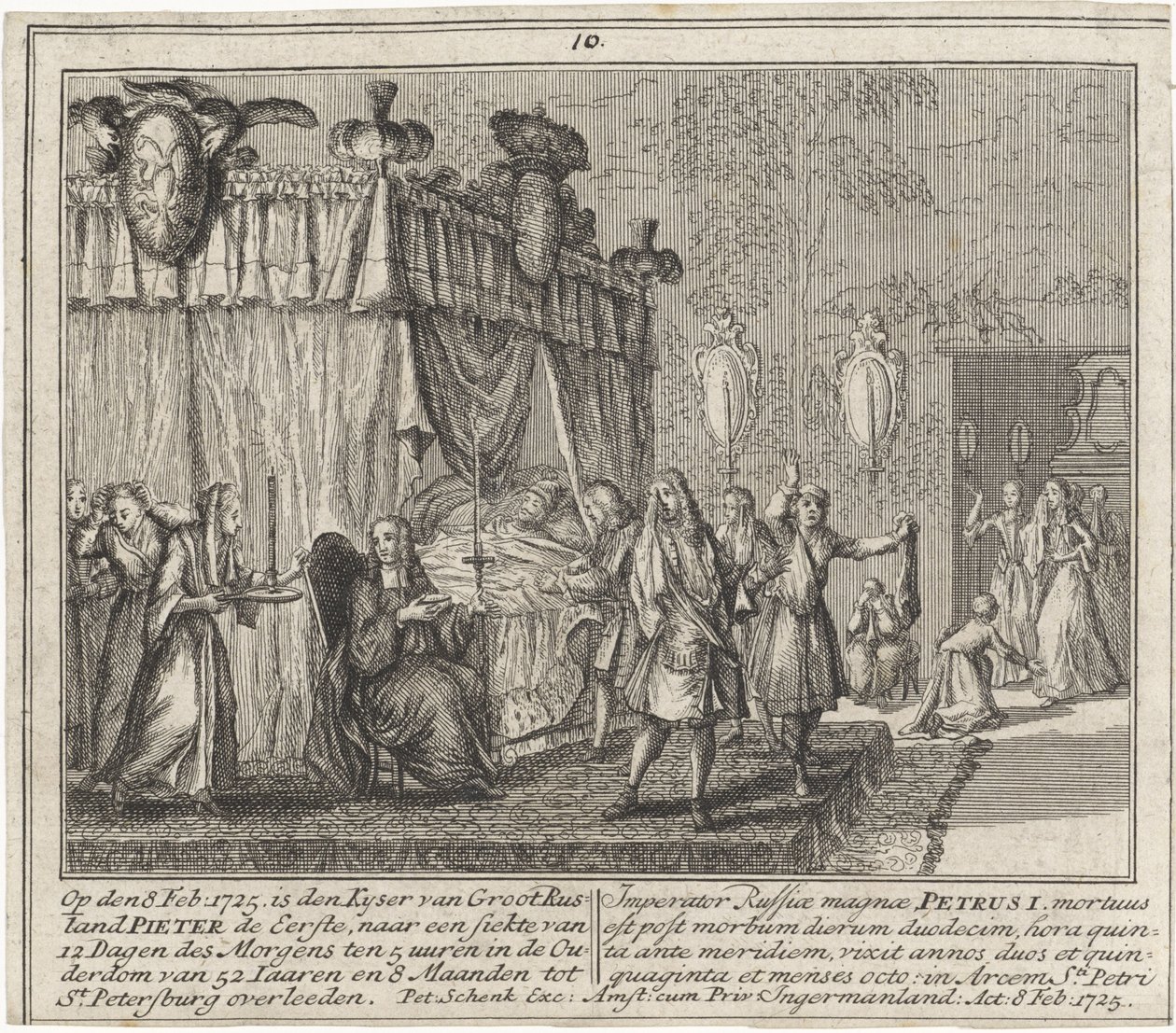 Der Tod von Peter dem Großen am 8. Februar 1725, 1727 von Leonard Schenk