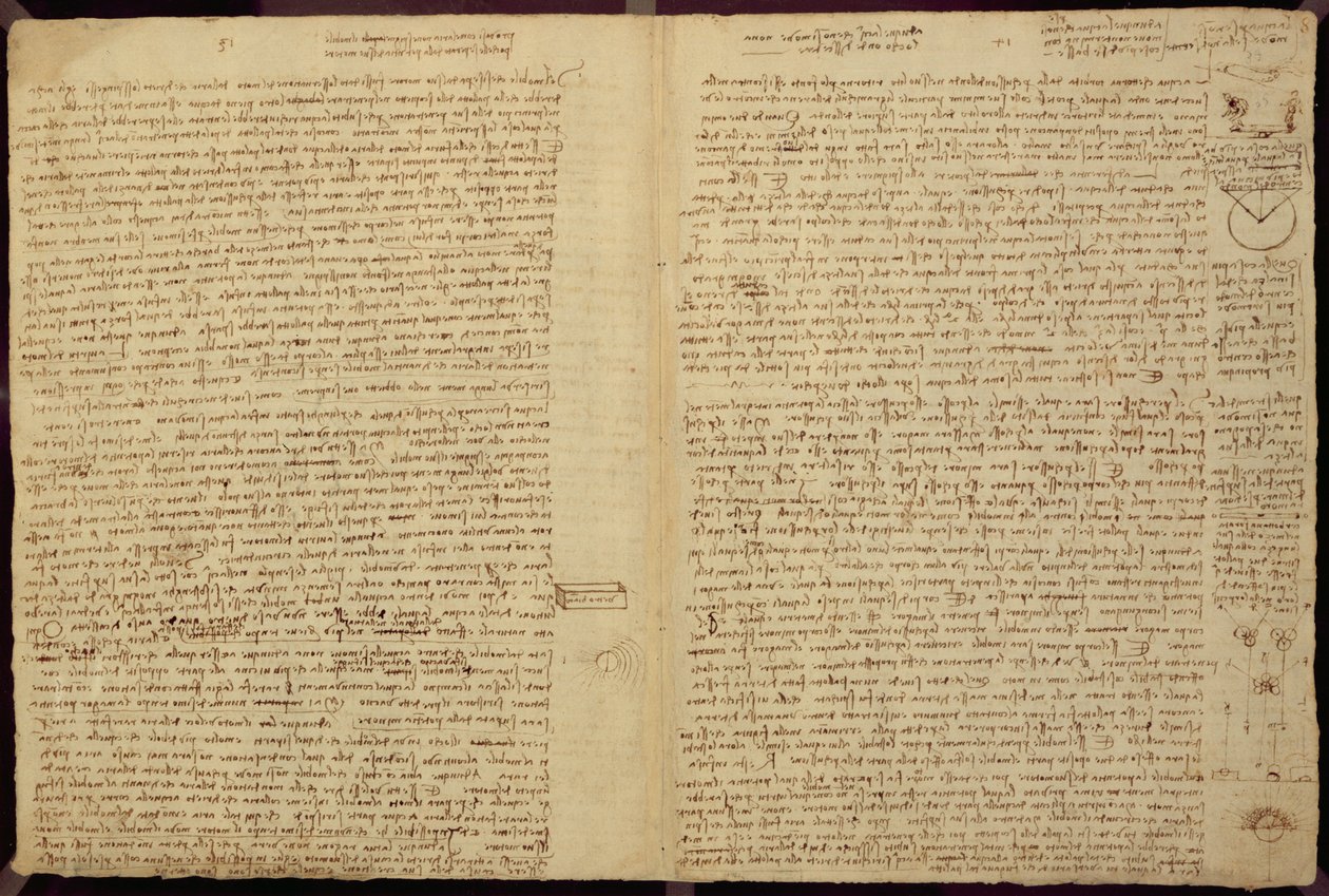 Eine Seite aus dem Codex Leicester, 1508-12 von Leonardo da Vinci