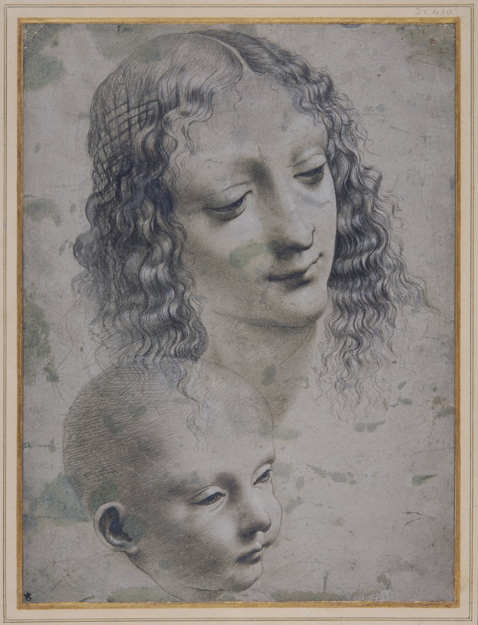 Der Kopf einer Frau und der Kopf eines Babys von Leonardo da (follower of) Vinci