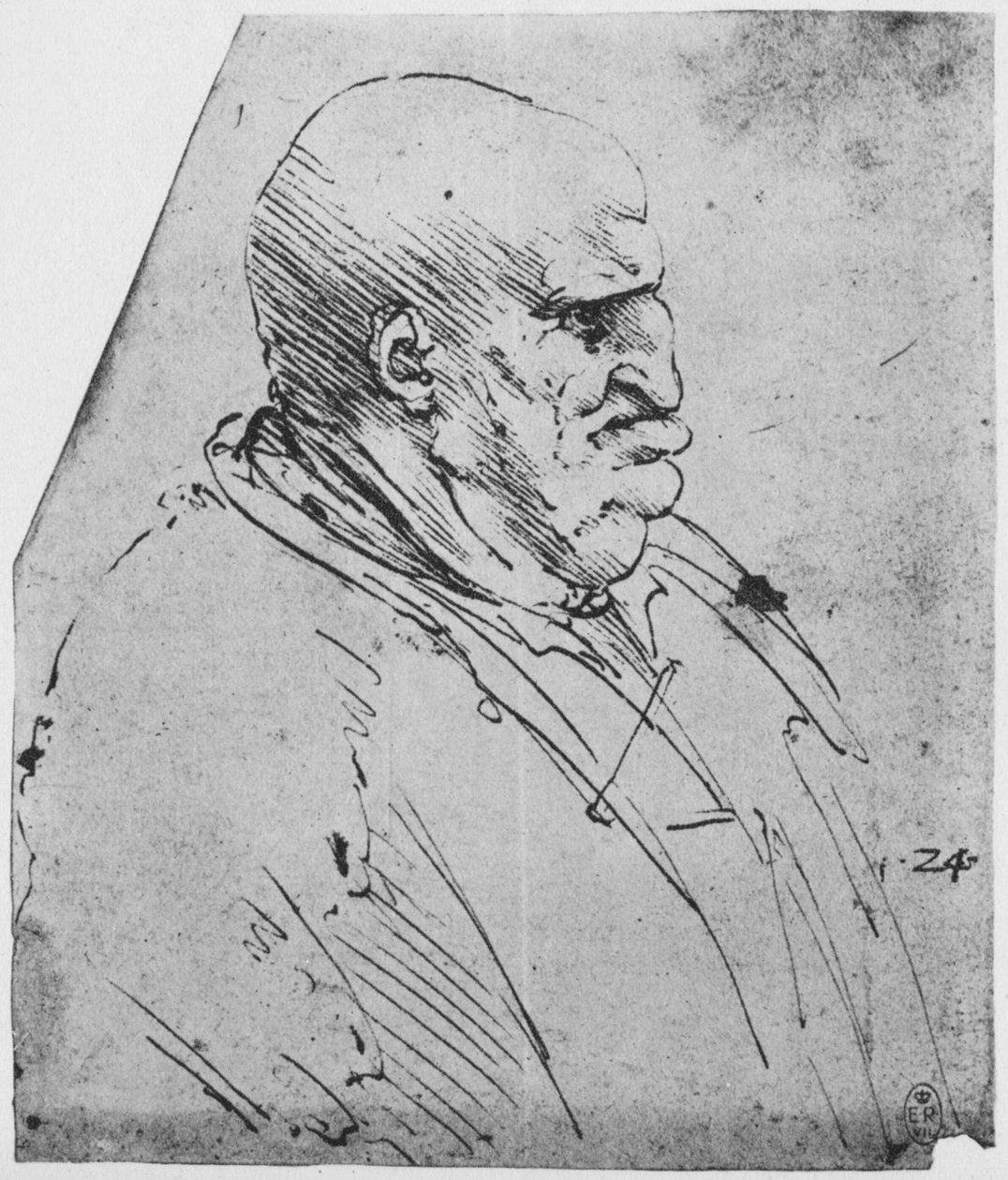 Ein groteskes Profil eines Mannes nach rechts, um 1480 von Leonardo da Vinci