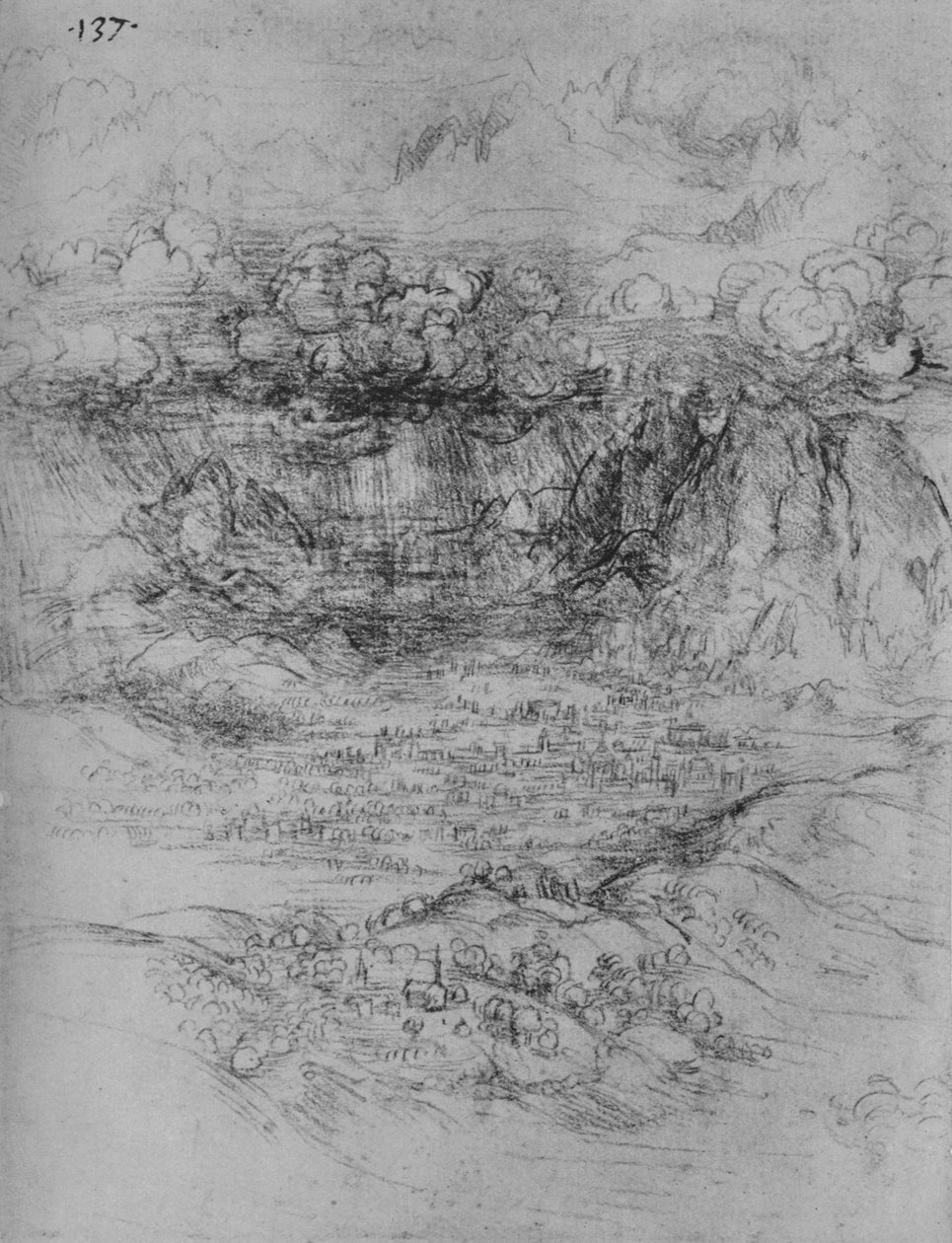 Ein Sturm über einem Alpenthal von Leonardo da Vinci