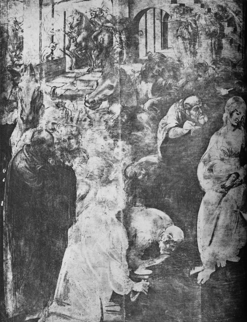 Anbetung der Könige - Linker unterer Teil, ca. 1481 von Leonardo da Vinci
