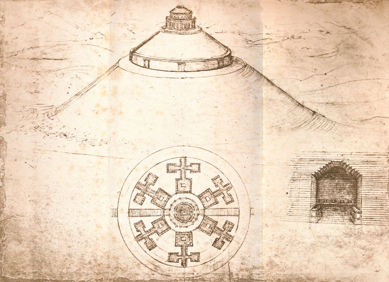 Entwurf für ein Mausoleum von Leonardo da Vinci