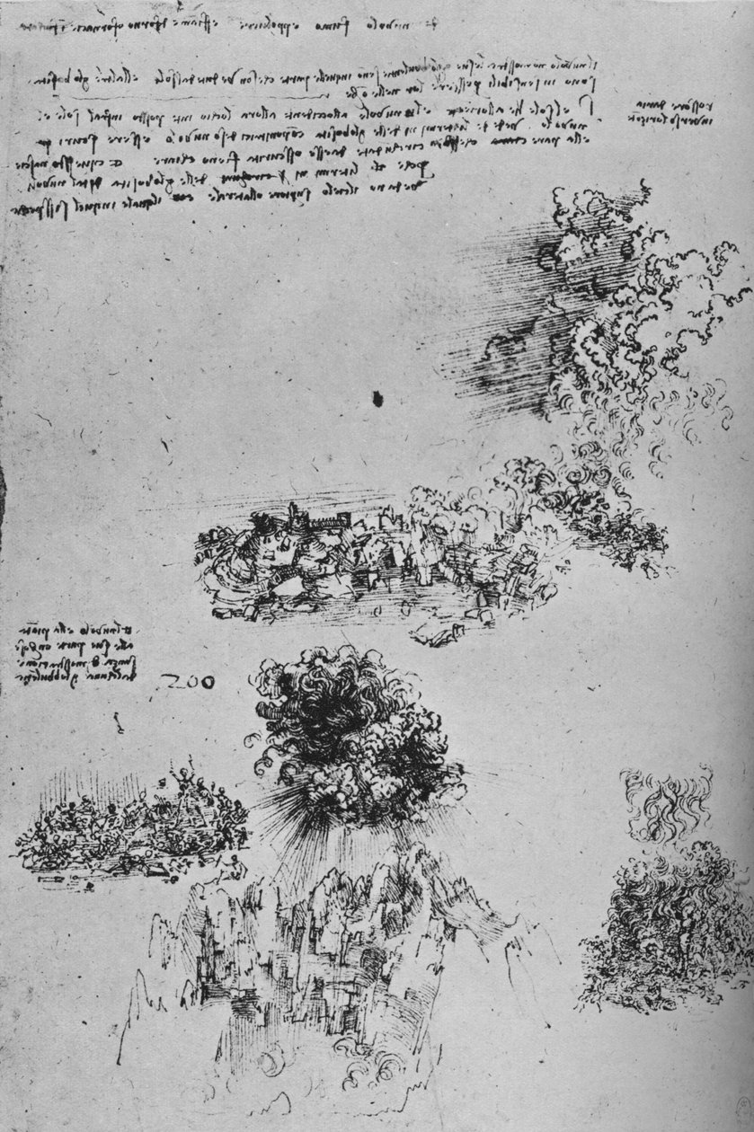 Zerstörung vom Himmel auf die Erde geregnet, um 1480 von Leonardo da Vinci