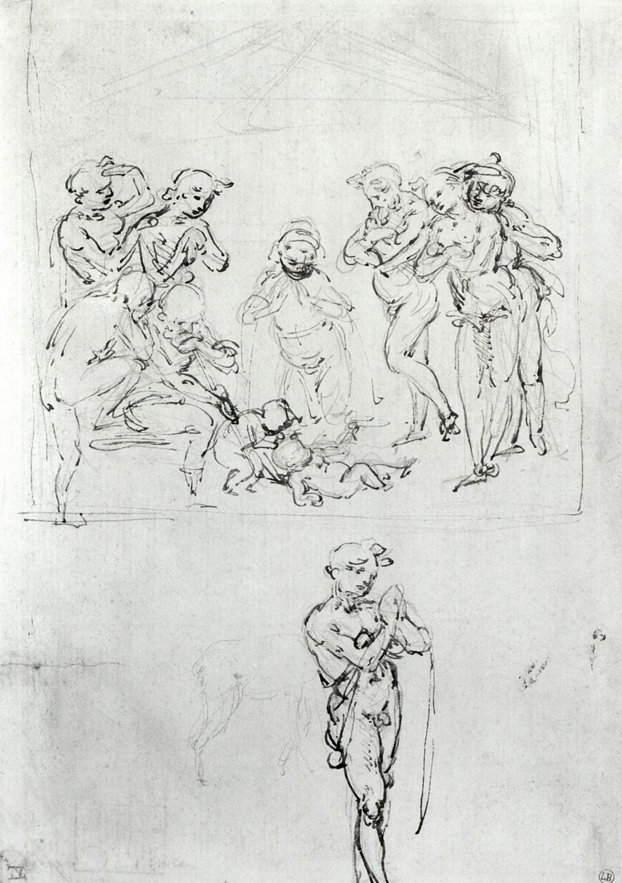 Figurstudien für die Anbetung der Könige, ca. 1481 von Leonardo da Vinci
