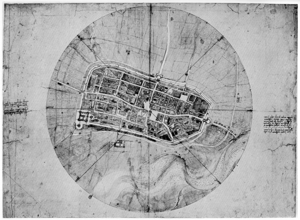 Plan von Imola, Italien, ca. 1502 von Leonardo da Vinci