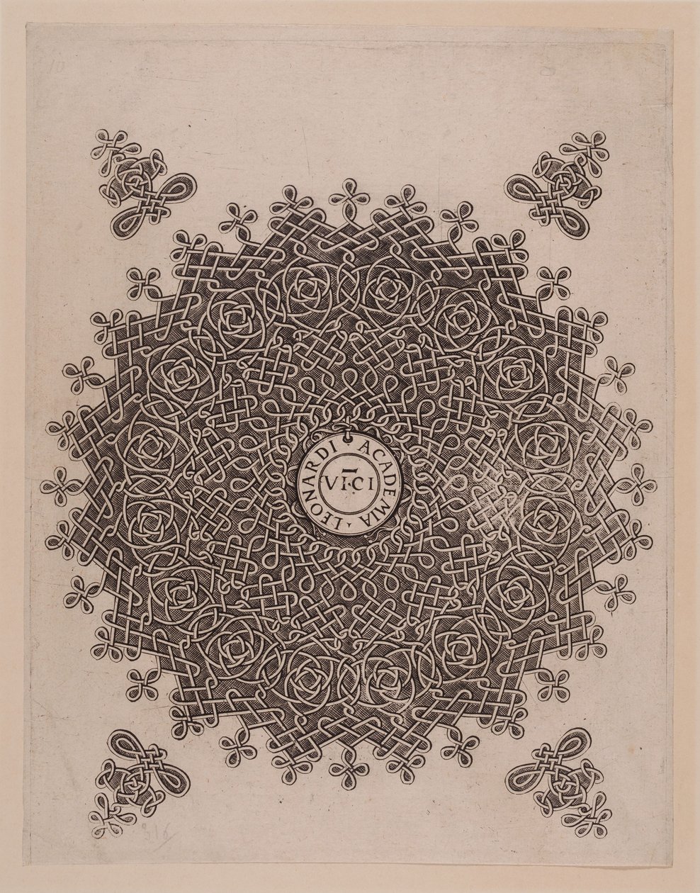 Runde mit Flechtwerk und Knoten. Das Emblem der "Academia Leonardi" in Mailand von Leonardo da Vinci