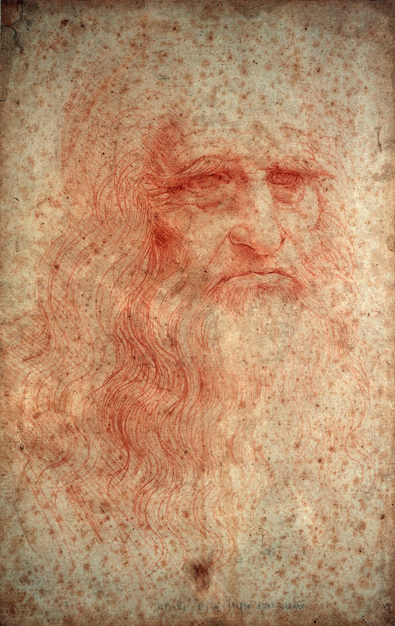 Selbstporträt von Leonardo da Vinci, italienischer Maler, Bildhauer, Ingenieur und Architekt, um 1513 von Leonardo da Vinci