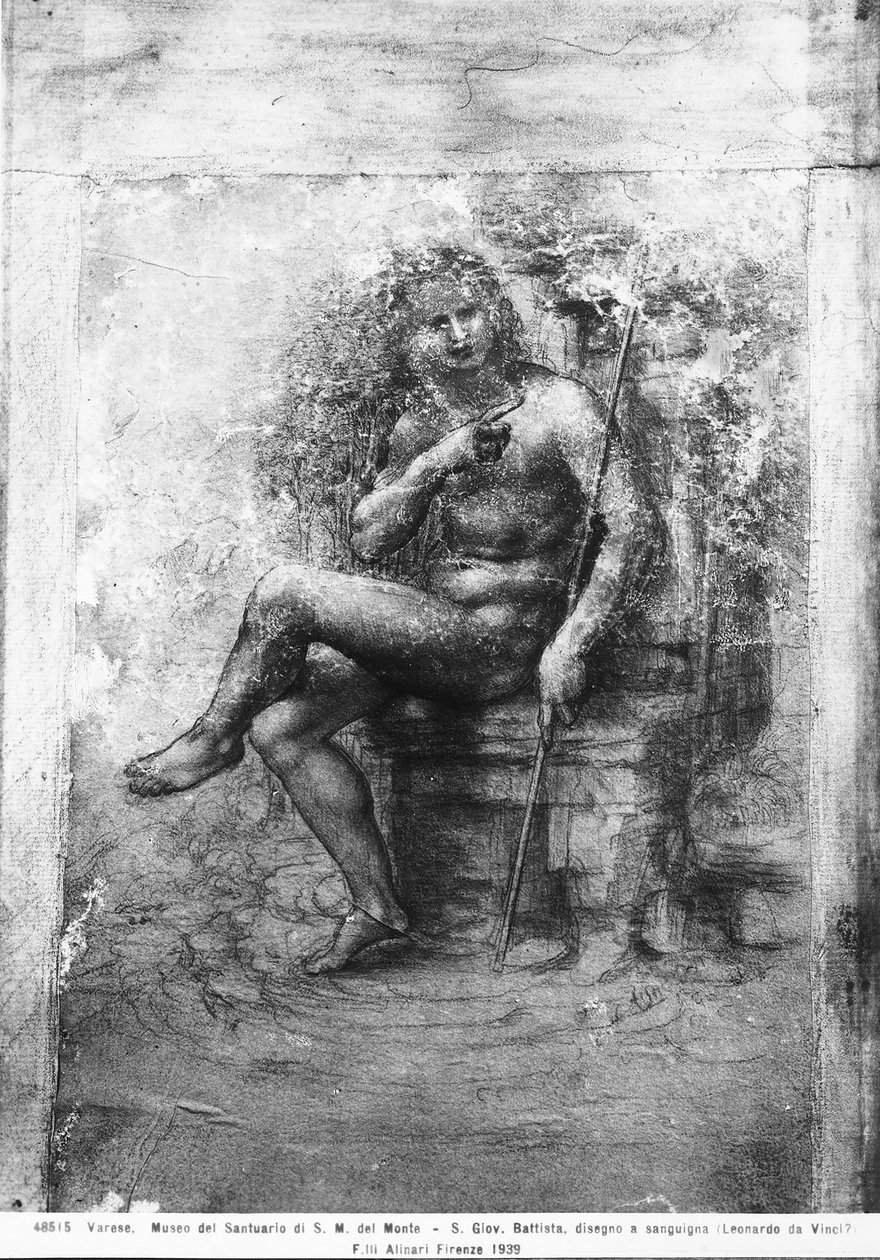 Johannes der Täufer (Kreide auf Papier) von Leonardo da Vinci