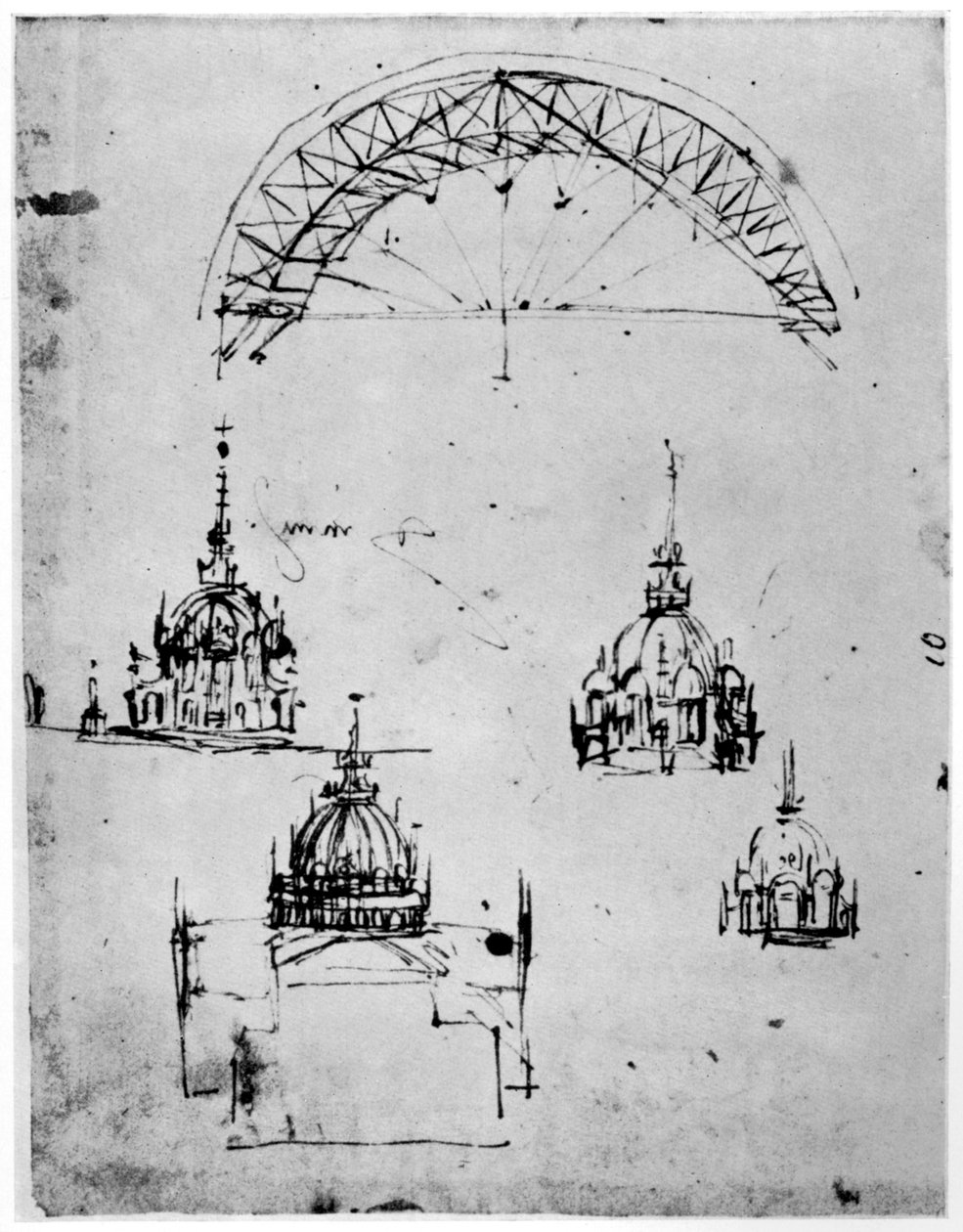 Studien für die zentrale Kuppel des Mailänder Doms, spätes 15. Jahrhundert, 1954 von Leonardo da Vinci