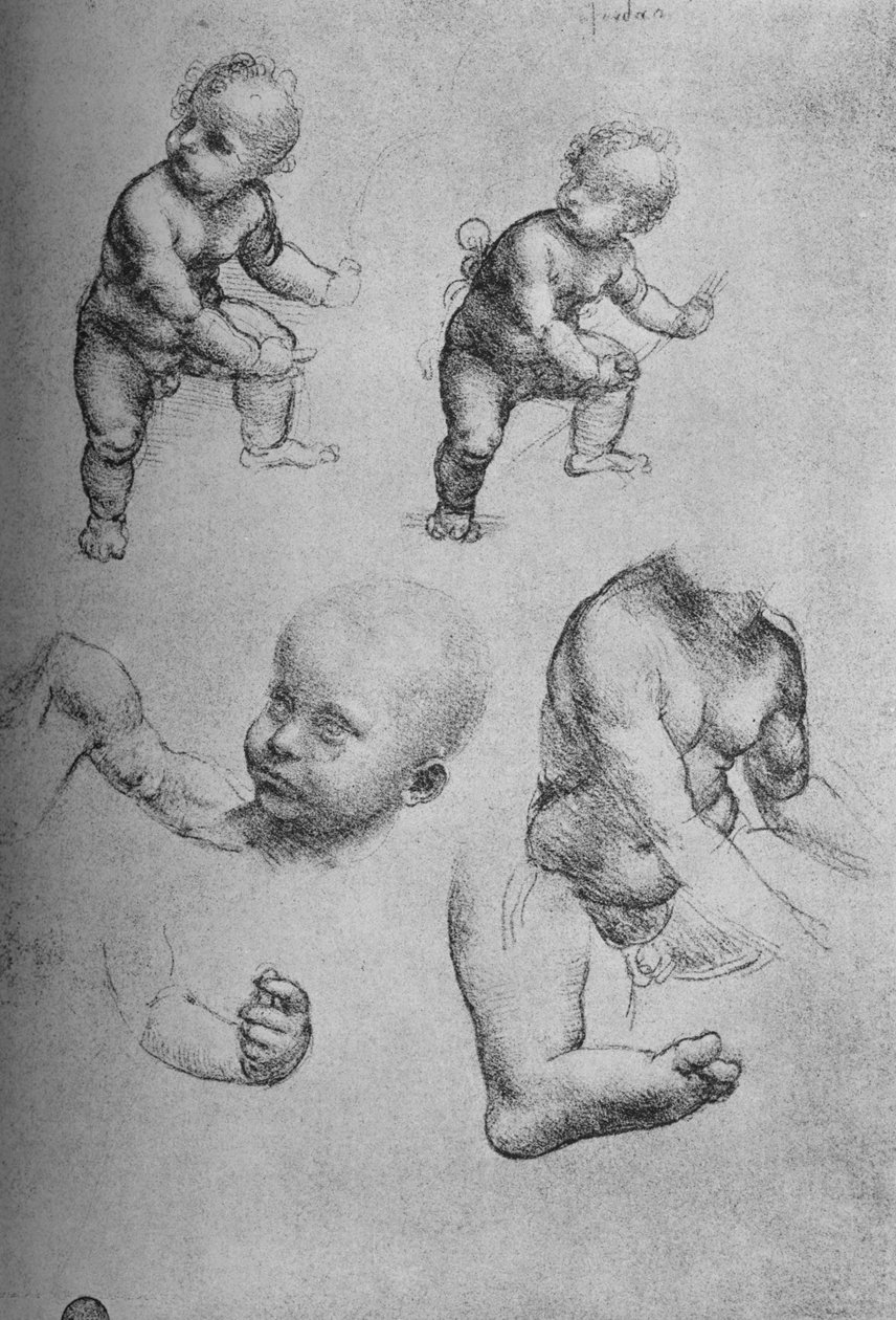 Studien eines Kindes und Teile eines Kindes, ca. 1480, 1945 von Leonardo da Vinci