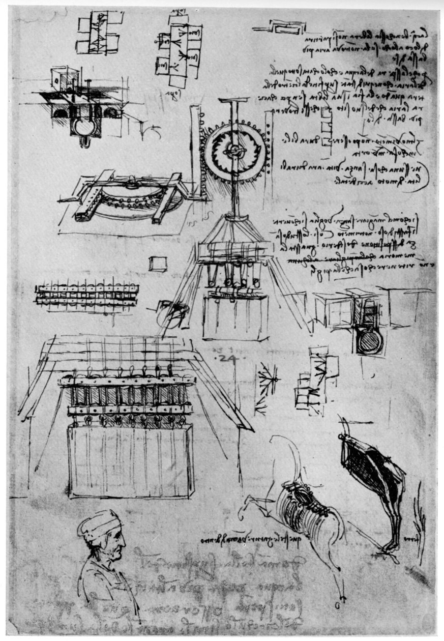 Studie für den Guss des Sforza-Denkmals, ca. 1493, 1954 von Leonardo da Vinci
