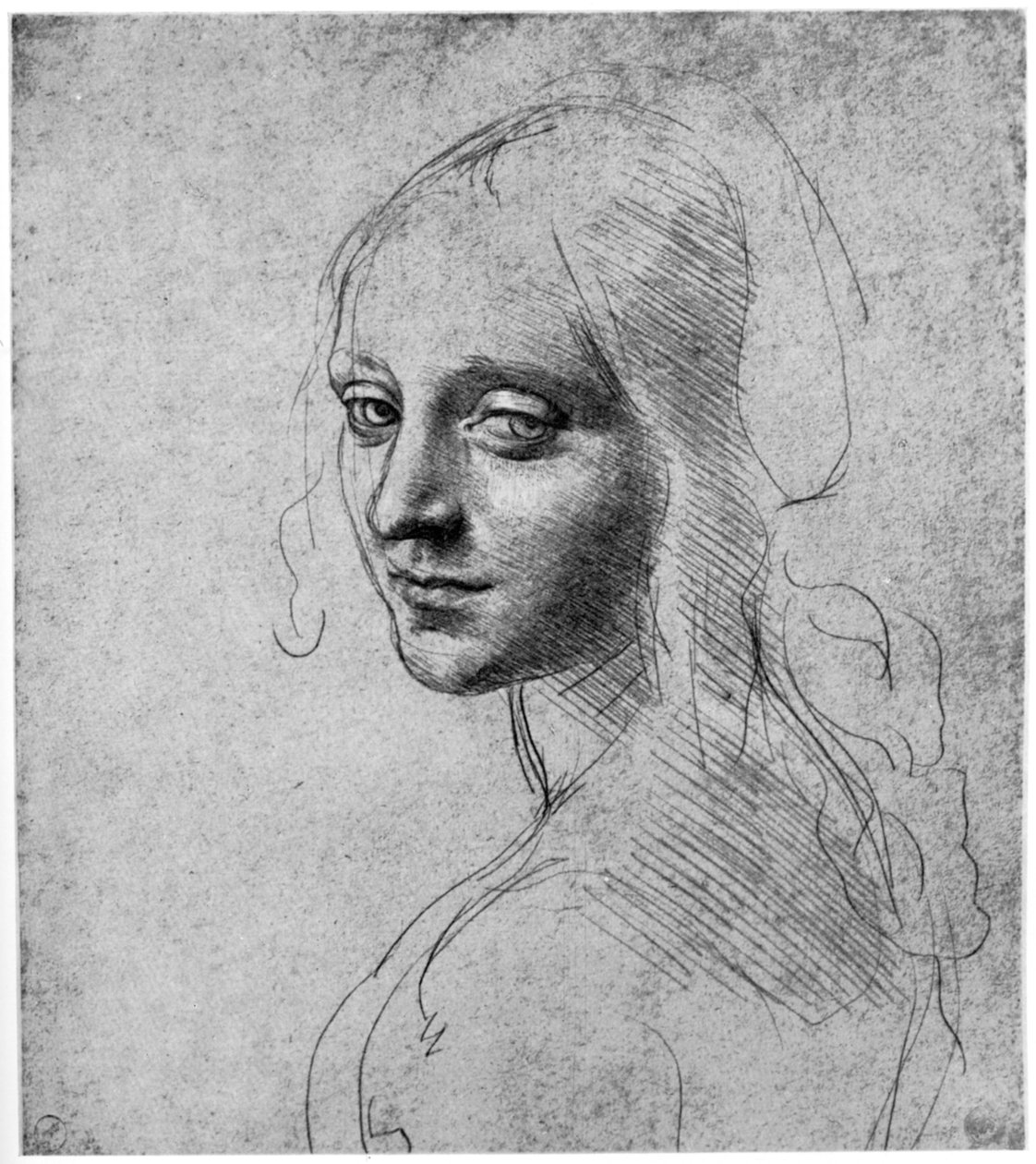 Studie eines Mädchenkopfes, um 1483, 1954 von Leonardo da Vinci