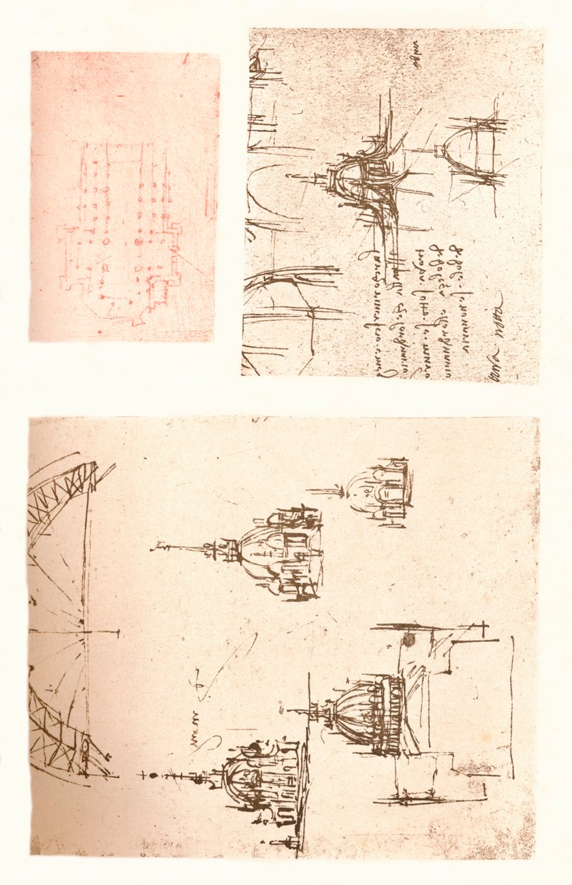 Drei Zeichnungen des Mailänder Doms, ca. 1472-ca. 1519, 1883 von Leonardo da Vinci