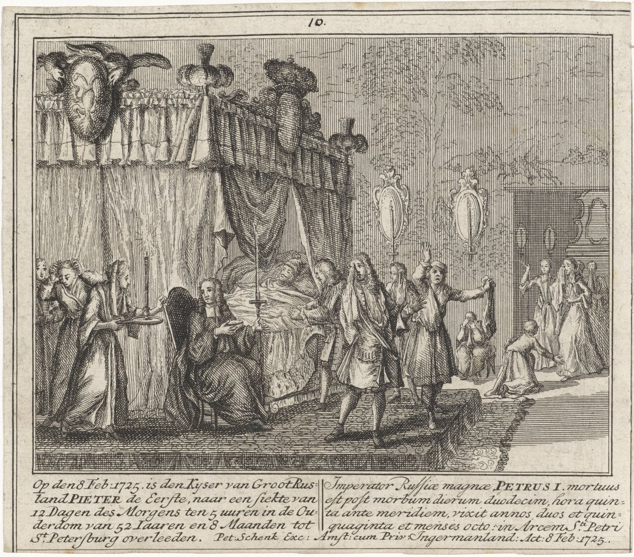 Der Tod von Peter dem Großen am 8. Februar 1725 von Leonardus Schenk