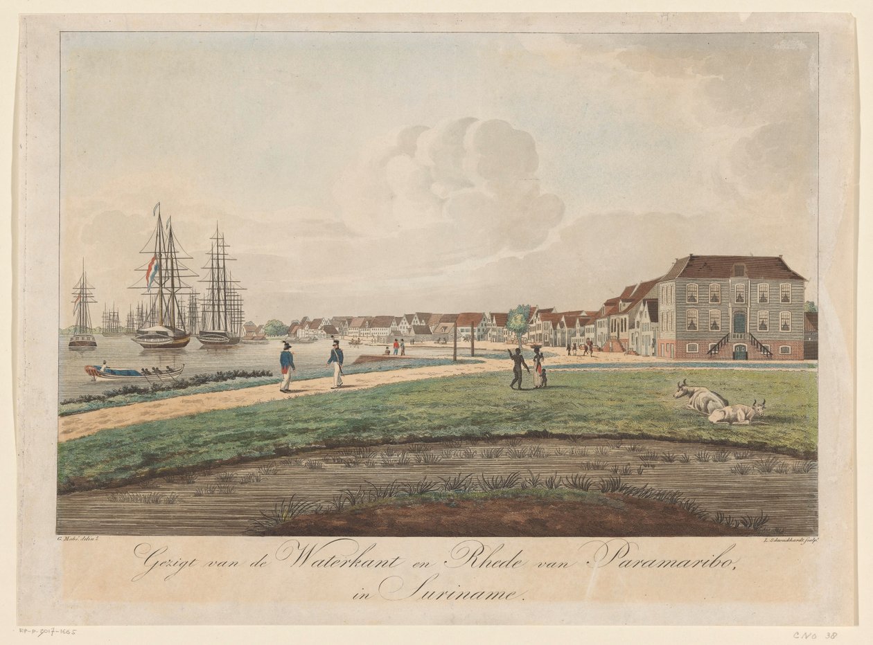 Ansicht der Waterkant in Paramaribo von Leonardus Schweickhardt