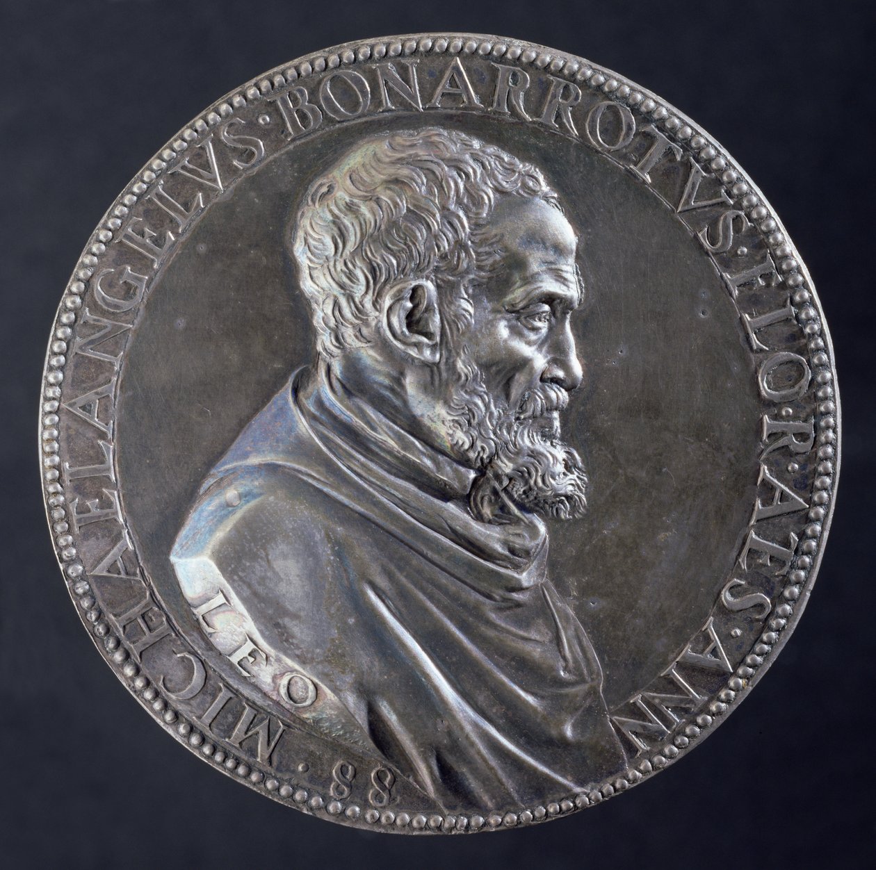 Vorderseite der Medaille von Michelangelo Buonarroti im Alter von 88 Jahren, 1561 (Silber) von Leone Leoni
