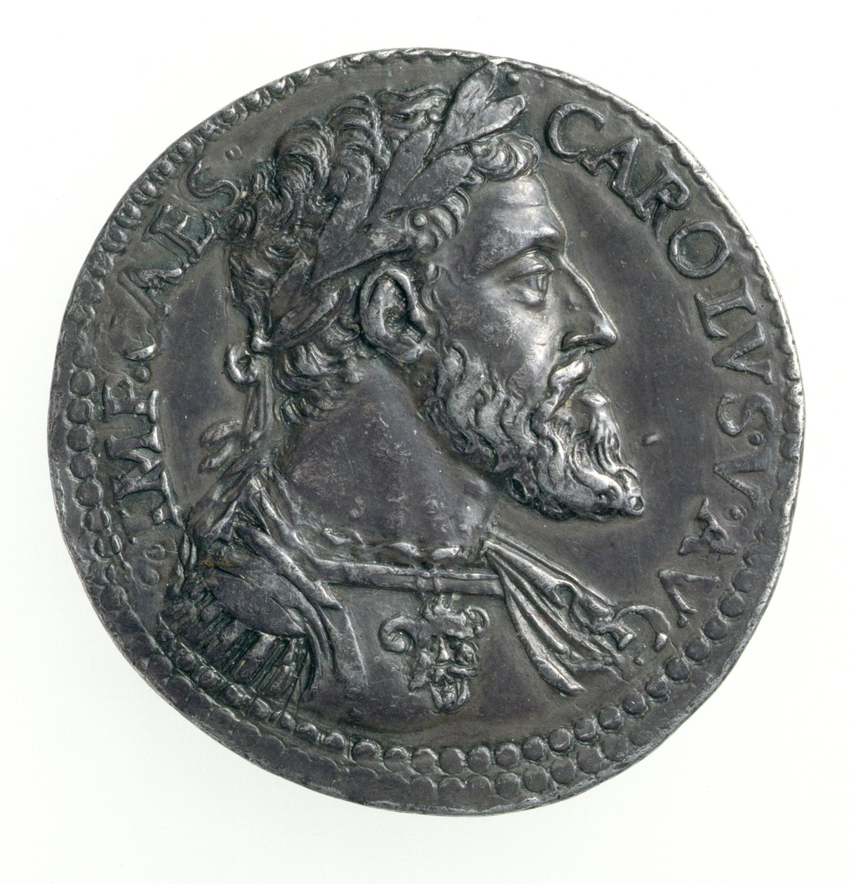Testone von Karl V. (1500-58) Herzog von Mailand, graviert von Dye, 1535-56 (Vorderseite) (Silber) von Leone Leoni